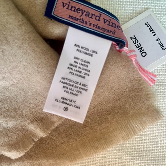 NWT Vineyard Vines Oversized camel Winter Wool Fringe Wrap Shawl Blanket Scarf - Picture 5 of 5